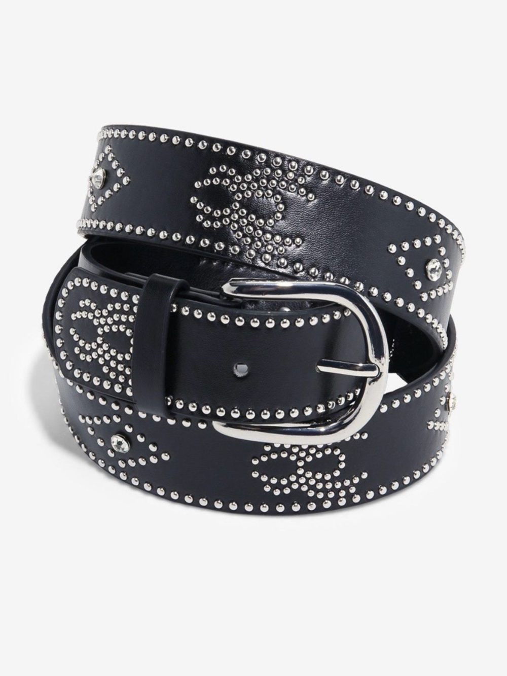 Hot Topic Black Spider 🕷️ Stud Bling Belt with Shiny Silver Buckle